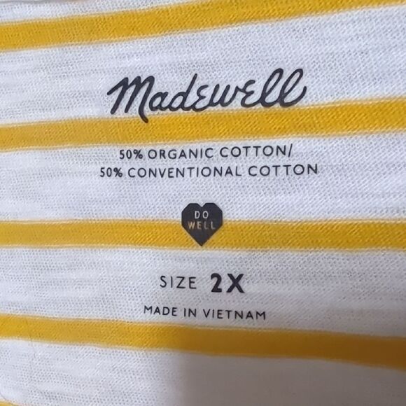 NWT Madewell White and Yellow Relaxed Fit Tee - Picture 3 of 4